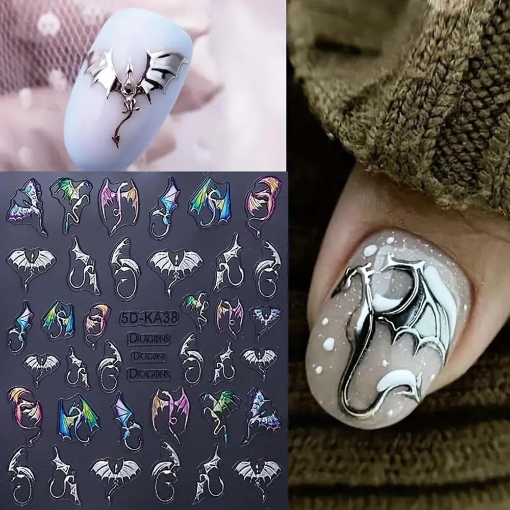 CEWEWP silvery bat and flying dragon decal sheets laid flat showing all motif sizes