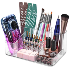 CGBE front view clear nail drill holder showing organized drill bits and quick access benefit