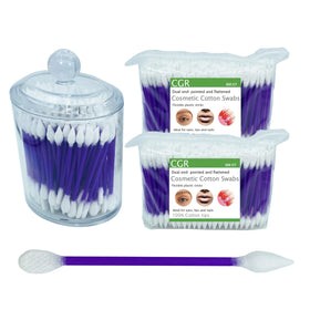 CGR acrylic canister front view showing organized cotton swabs and quick access benefit