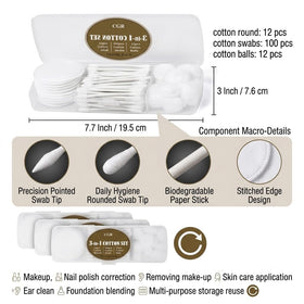 CGR close-up of dual-tip cotton swabs showing precision and gentle makeup application benefit