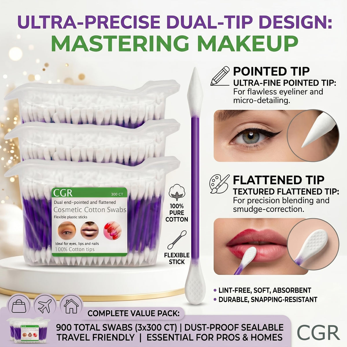 CGR pointed-tip close-up demonstrating precision for eyeliner touch-ups