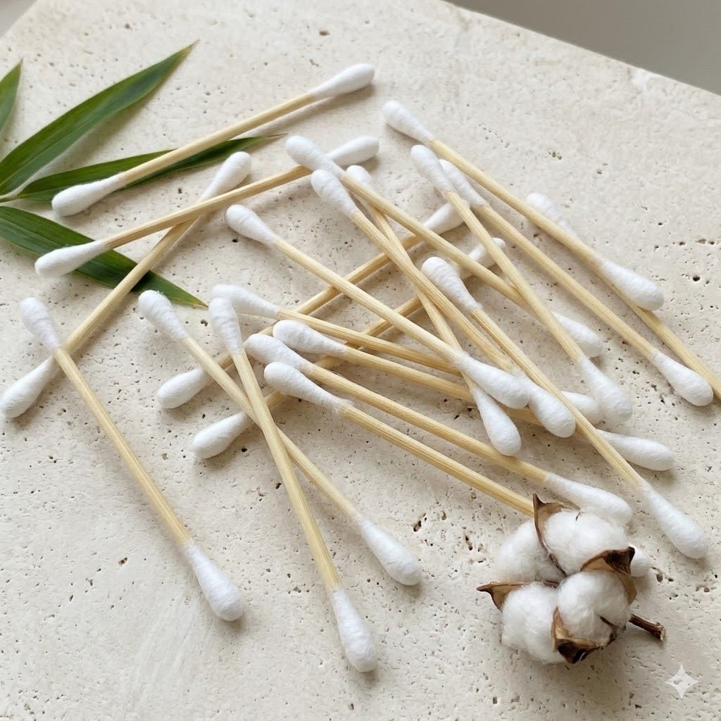CGR paper box opened revealing neatly arranged biodegradable swabs