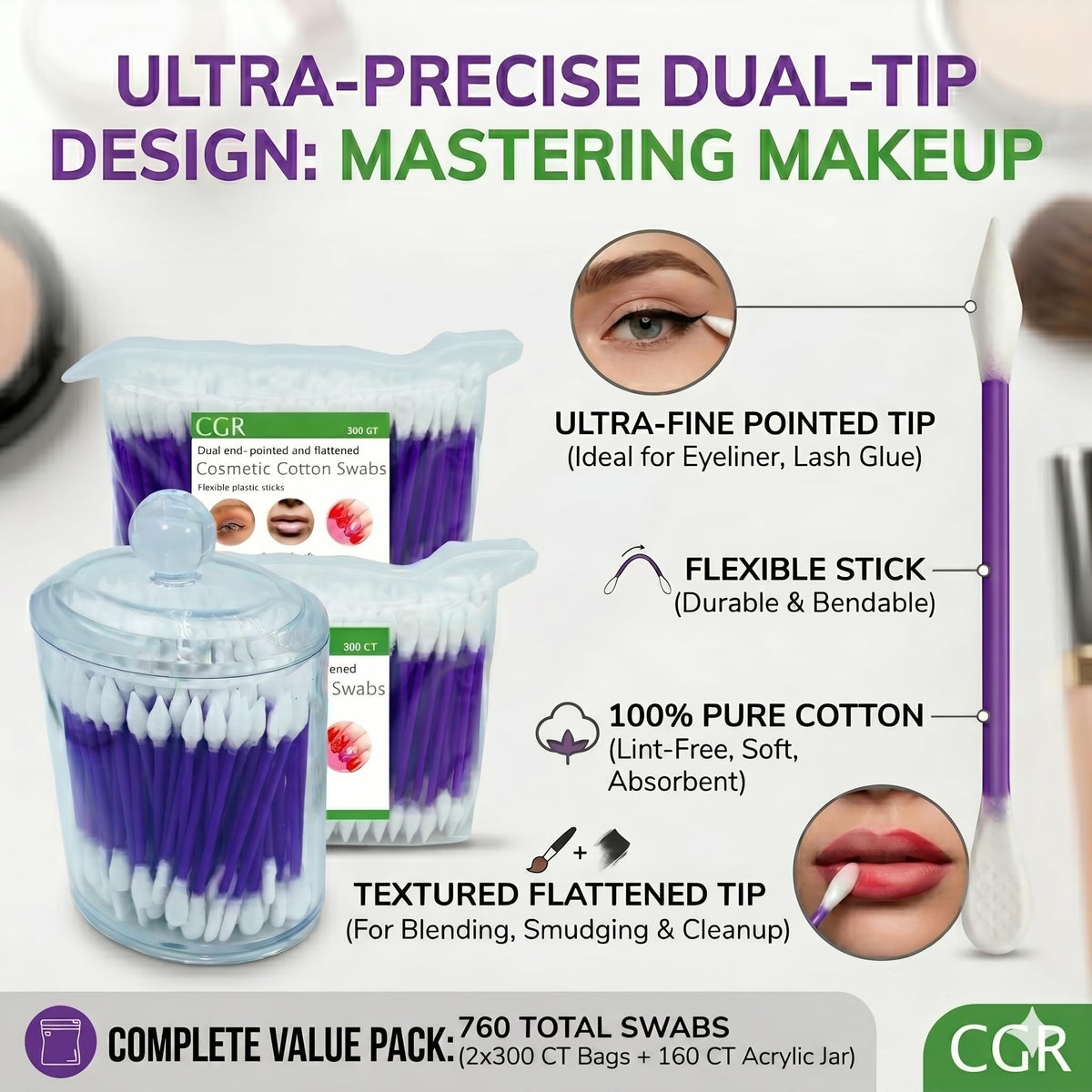 CGR pointed tip close-up demonstrating precision for eyeliner and small corrections