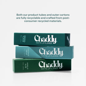 Chaddy label and contents detail emphasizing cruelty-free vegan formulation benefits