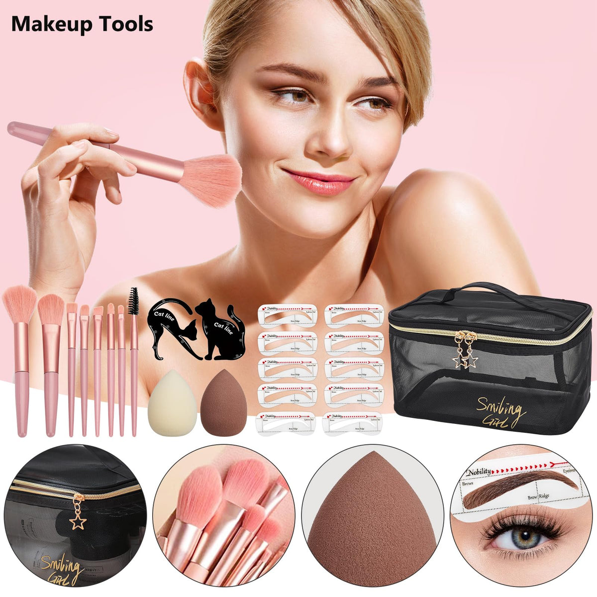 CHAFFUL brush set and sponges demonstrating tools for flawless application