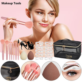 CHAFFUL brush set and sponges demonstrating tools for flawless application
