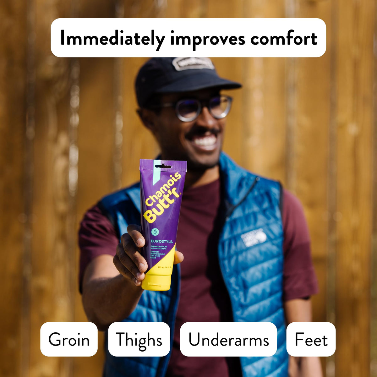 Chamois Butt'r Eurostyle applied to chamois pad demonstrating protective low-friction layer