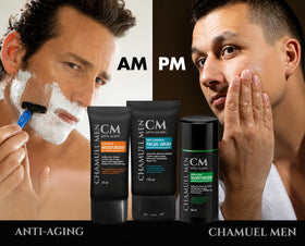 CHAMUEL MEN ingredient label detail emphasizing clean formulation