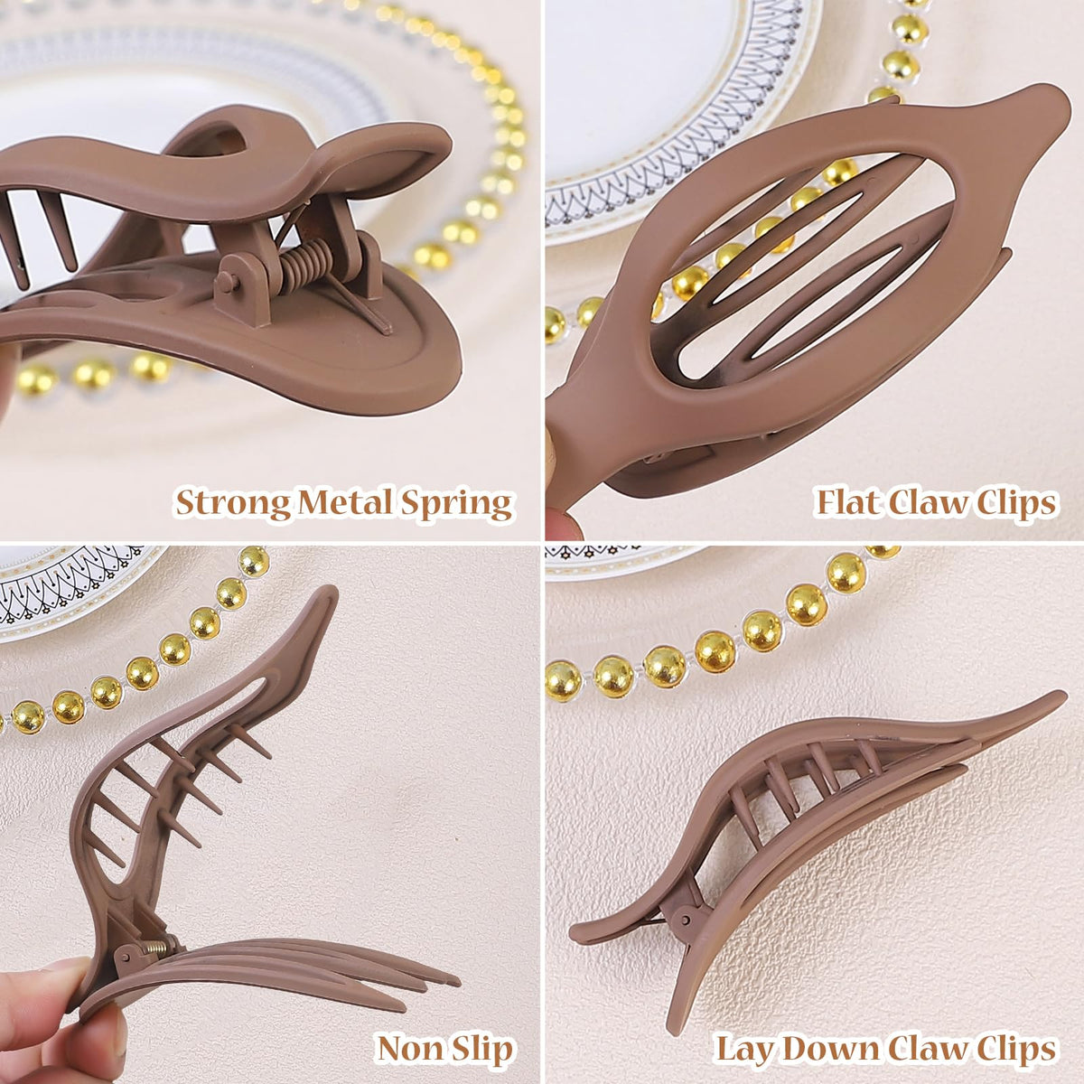 CHANDAT clip holding hair in an updo showing comfortable, no-poke wear during rest