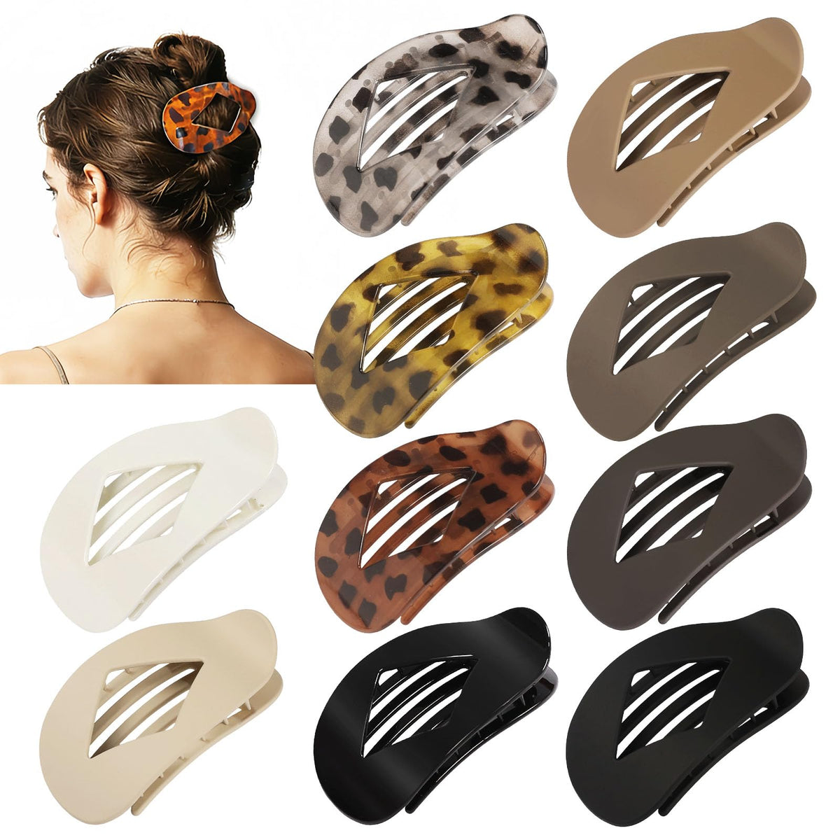 CHANDAT front view of 10-pack clips showing color mix and organization for styling convenience