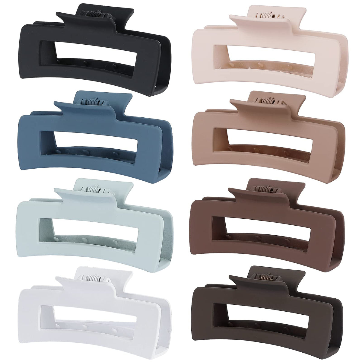 CHANDAT front view of 8-pack large hair claw clips showing colors and packaging benefit convenience