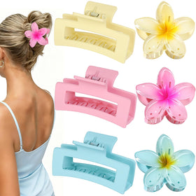 CHANDAT front view of six pink floral and rectangle clips showing color variety and practicality