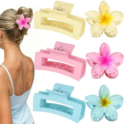 CHANDAT front view of six pink floral and rectangle clips showing color variety and practicality