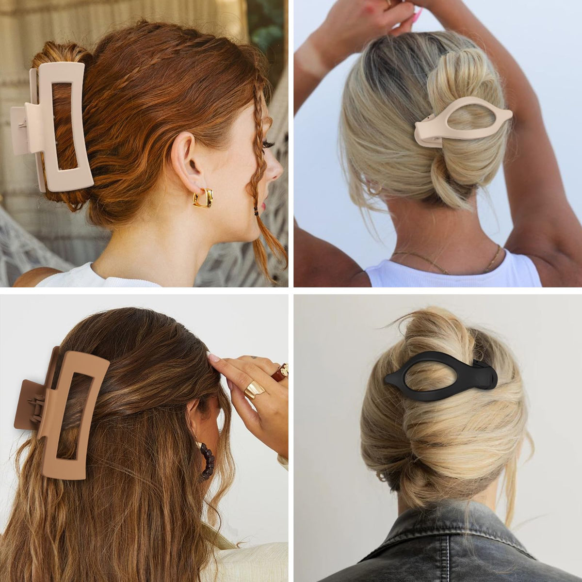CHANDAT square clip open jaw in brown holding thick hair securely