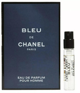 Chanel Bleu De Chanel vial held in hand illustrating travel-friendly portability