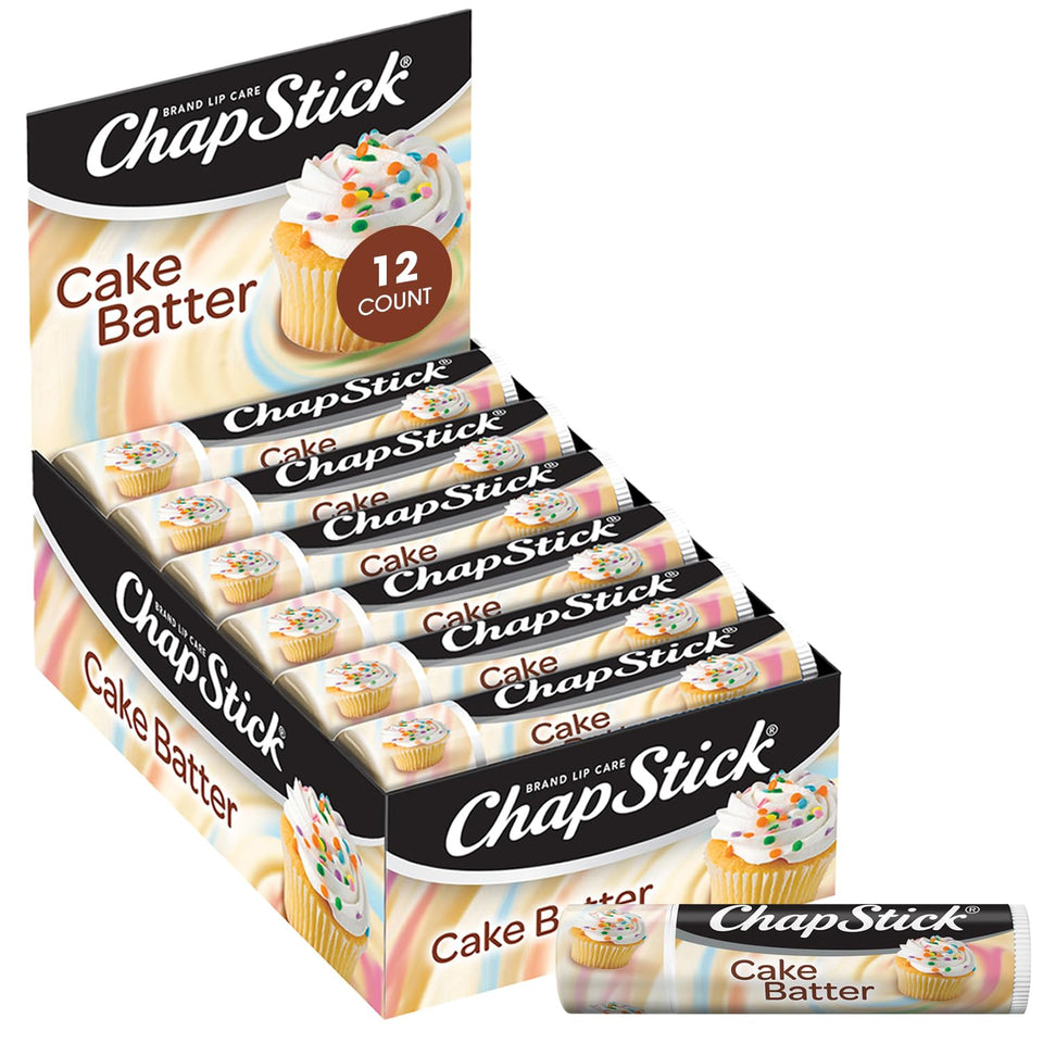ChapStick Cake Batter front pack view showing brand and sweet flavor benefit