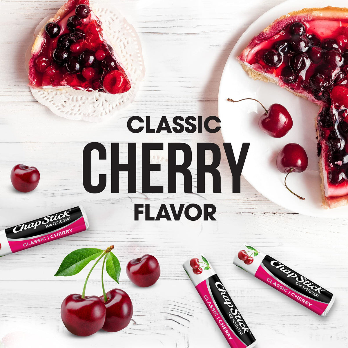 ChapStick Cherry balm close-up texture illustrating smooth application