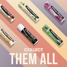 ChapStick label close-up highlighting brand info and ingredient clarity benefit