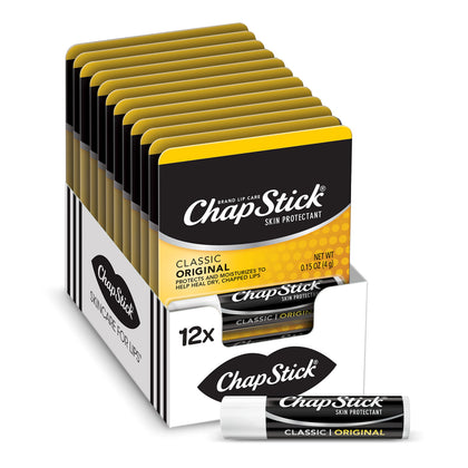 ChapStick front tube showing classic Original branding and easy-grip cap benefit