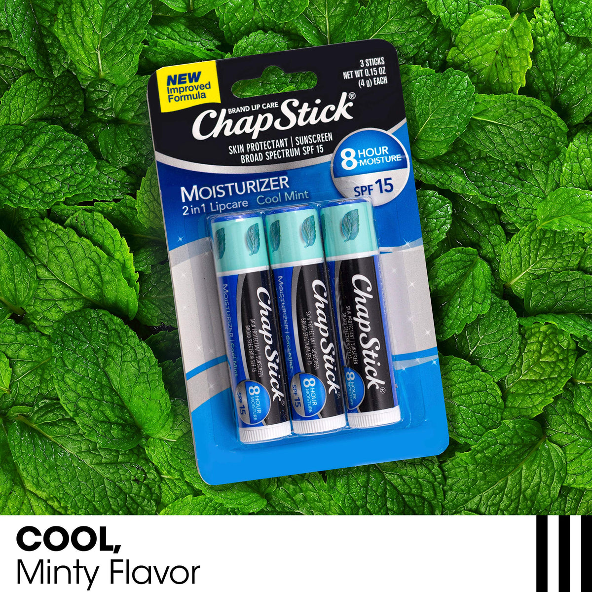 ChapStick Classic Spearmint tube closeup showing mint flavor and everyday comfort