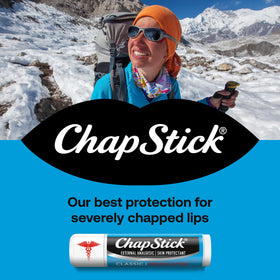 ChapStick close-up of medicated stick tip offering quick cooling relief