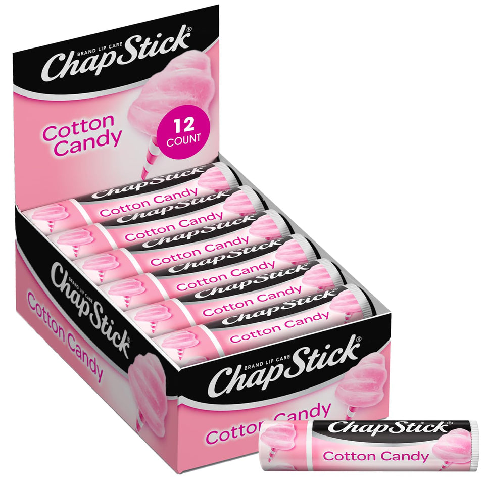 ChapStick front packaging showing Cotton Candy 12-pack convenience