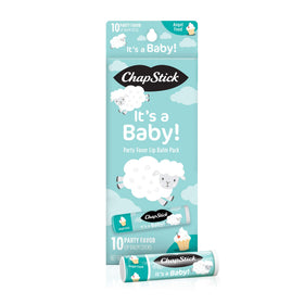 ChapStick front packaging showing 10-pack and angel food flavor benefits