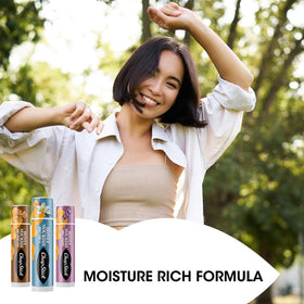 Applying ChapStick Honey Nourish to lips for softening, brand instant comfort benefit