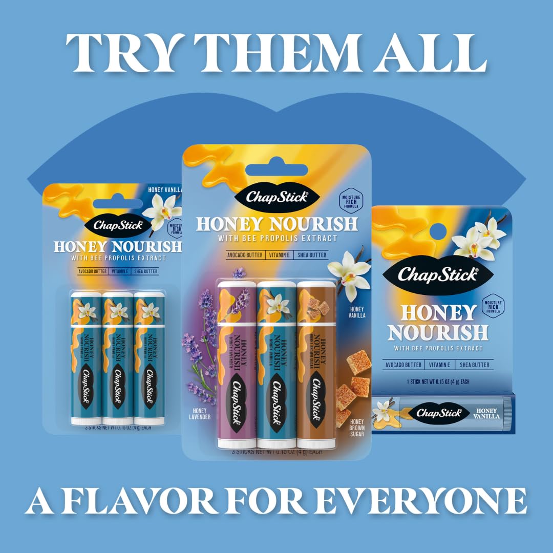ChapStick Honey Nourish tucked inside a purse pocket, brand portable on‑the‑go benefit