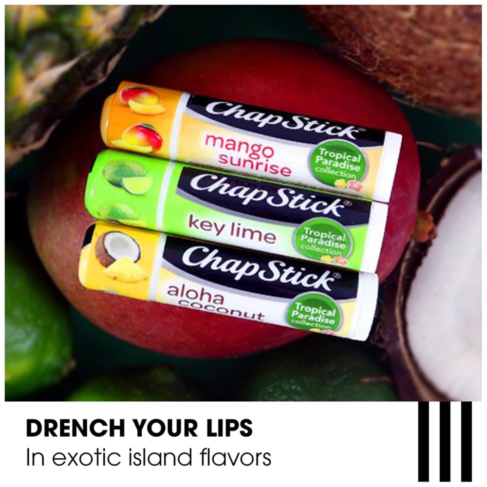 Detailed ChapStick Key Lime tube label showing flavor identity and fresh citrus scent benefit