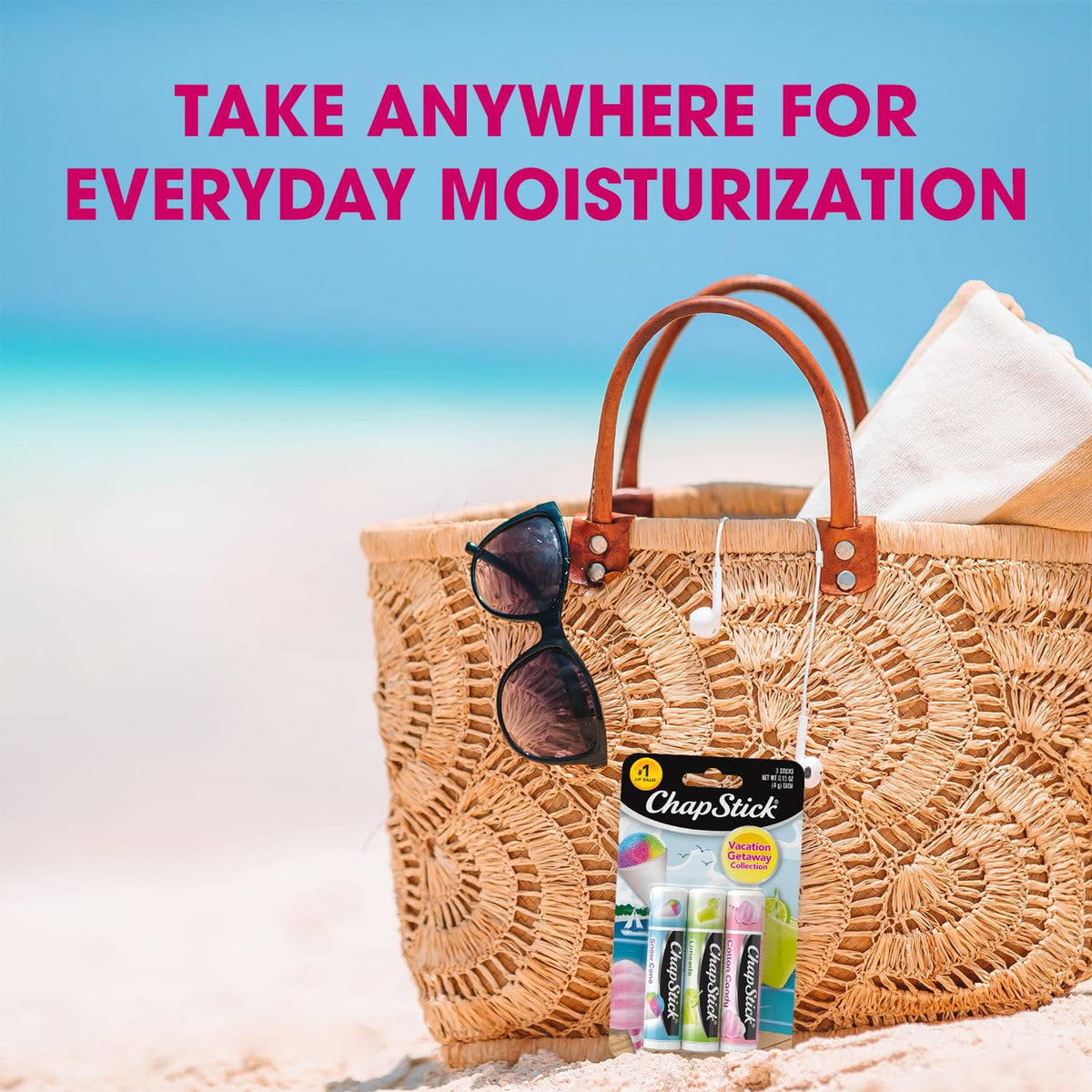 ChapStick Limeade applied to lips showing ChapStick moisturizing effect on lips