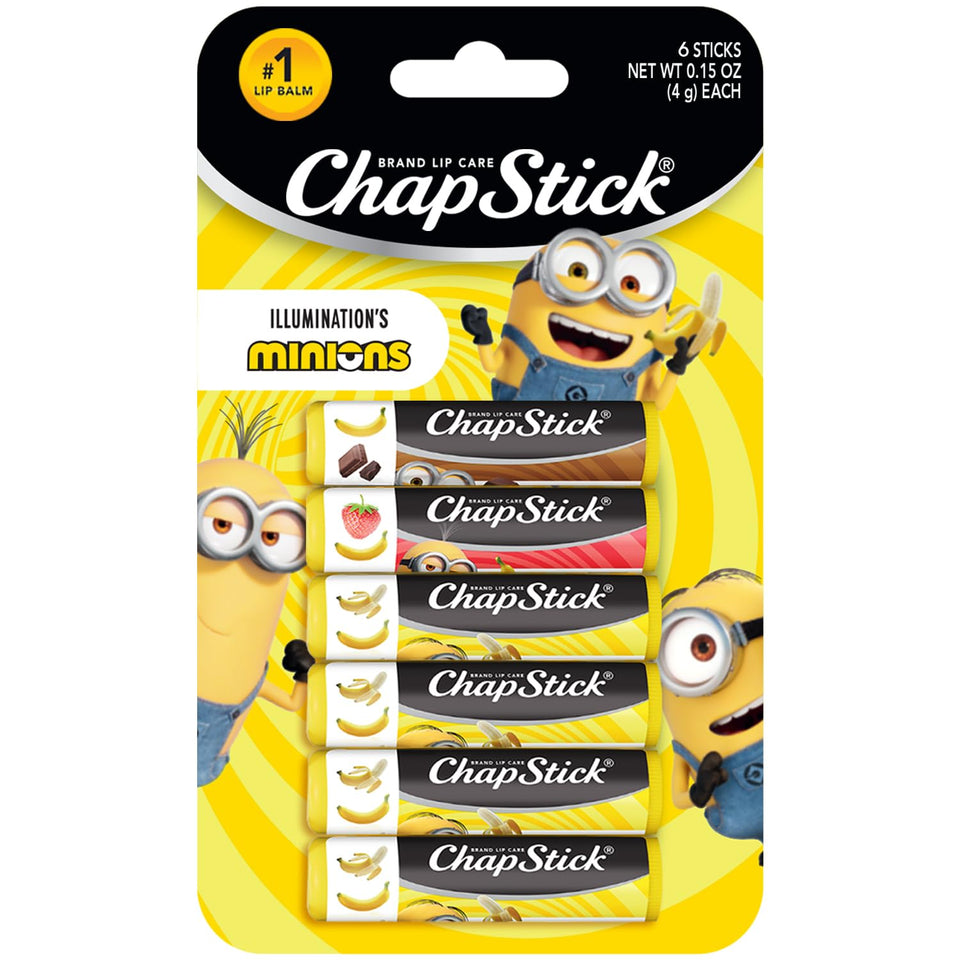 ChapStick front packaging with Minions design showing playful branding and convenience