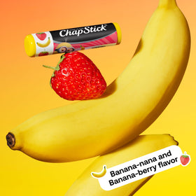 Assortment of ChapStick variety pack laid out to show included banana flavors