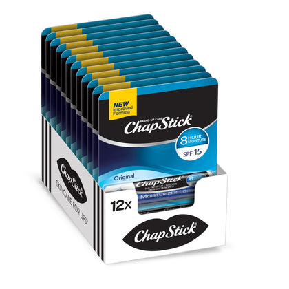 ChapStick original front packaging showing tube and SPF15 protection benefit