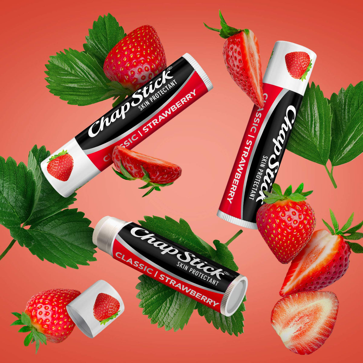 Open ChapStick cap with product exposed, simple twist application for quick use