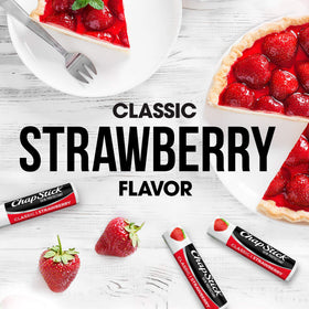 ChapStick strawberry tube open close-up demonstrating easy twist-up application