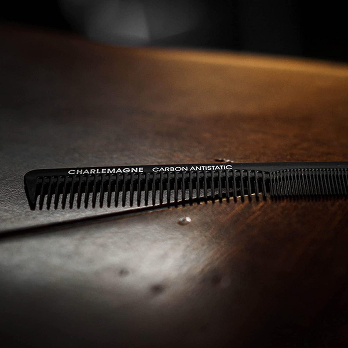 Charlemagne comb used during beard trim demonstrating precise cutting and neat lines