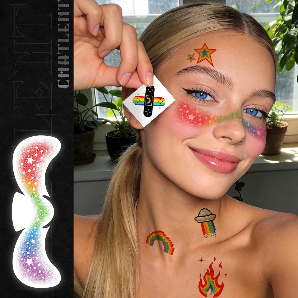 CHARLENT on-model showcasing freckles on cheek and nose for instant colorful accent