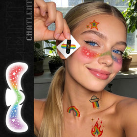 CHARLENT on-model showcasing freckles on cheek and nose for instant colorful accent