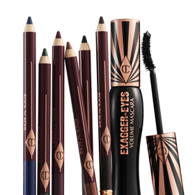 Charlotte Tilbury applied along lashline to lift eyes with natural brown definition