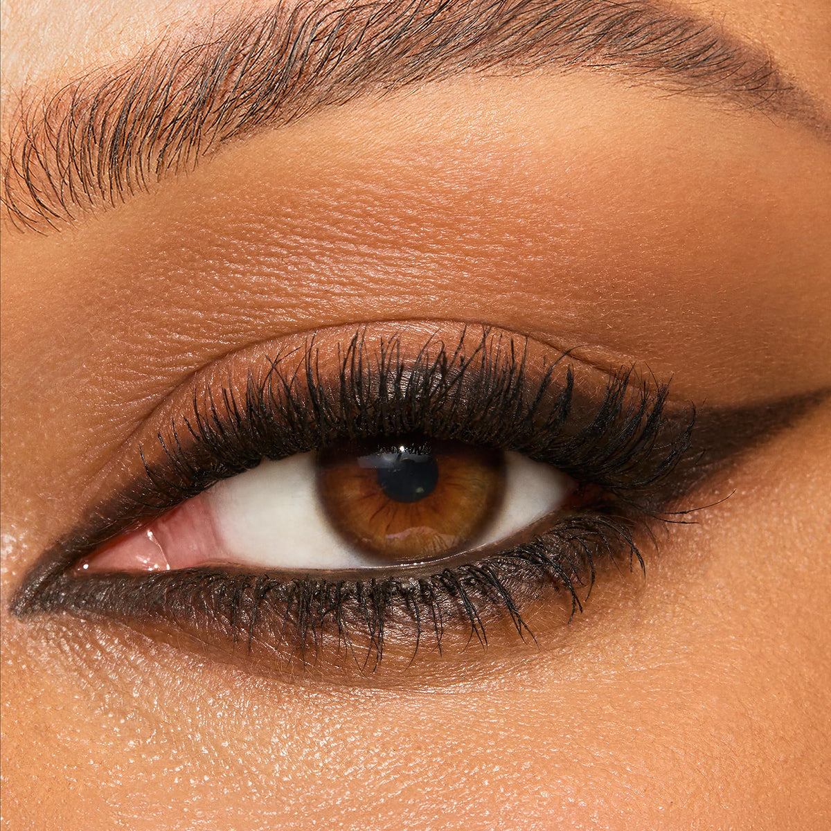 Charlotte Tilbury swatch on skin showing rich Barbarella Brown pigment payoff
