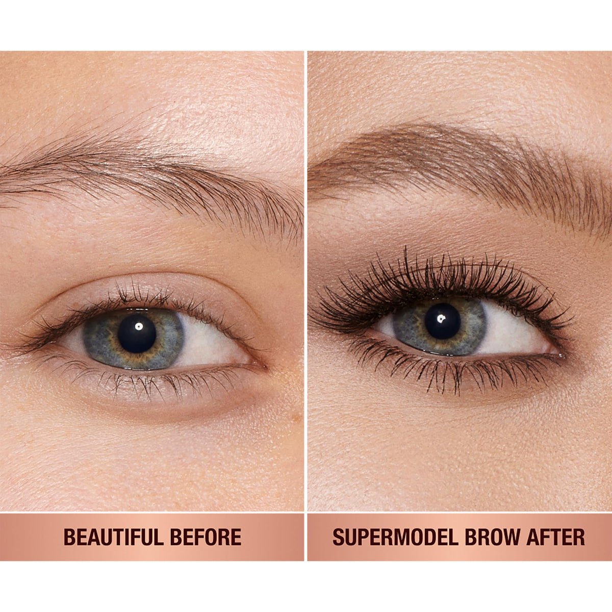 Charlotte Tilbury Soft Brown swatch on skin showing warm undertone and natural blending benefit