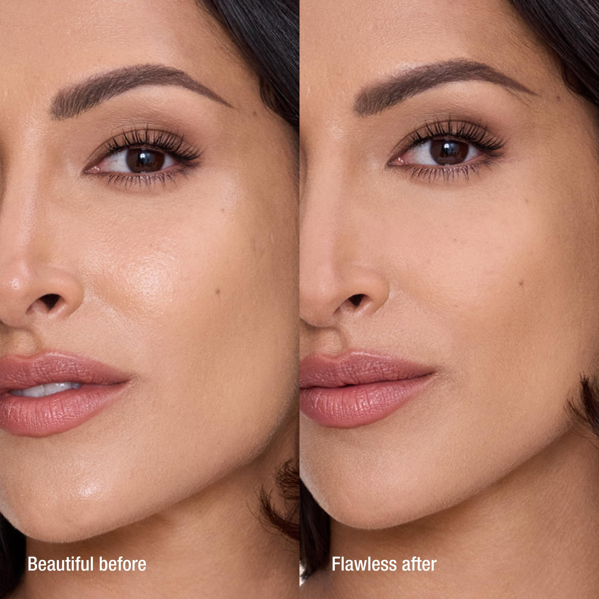 Charlotte Tilbury brush applying powder to skin for precise shine control