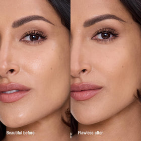 Charlotte Tilbury brush applying powder to skin for precise shine control
