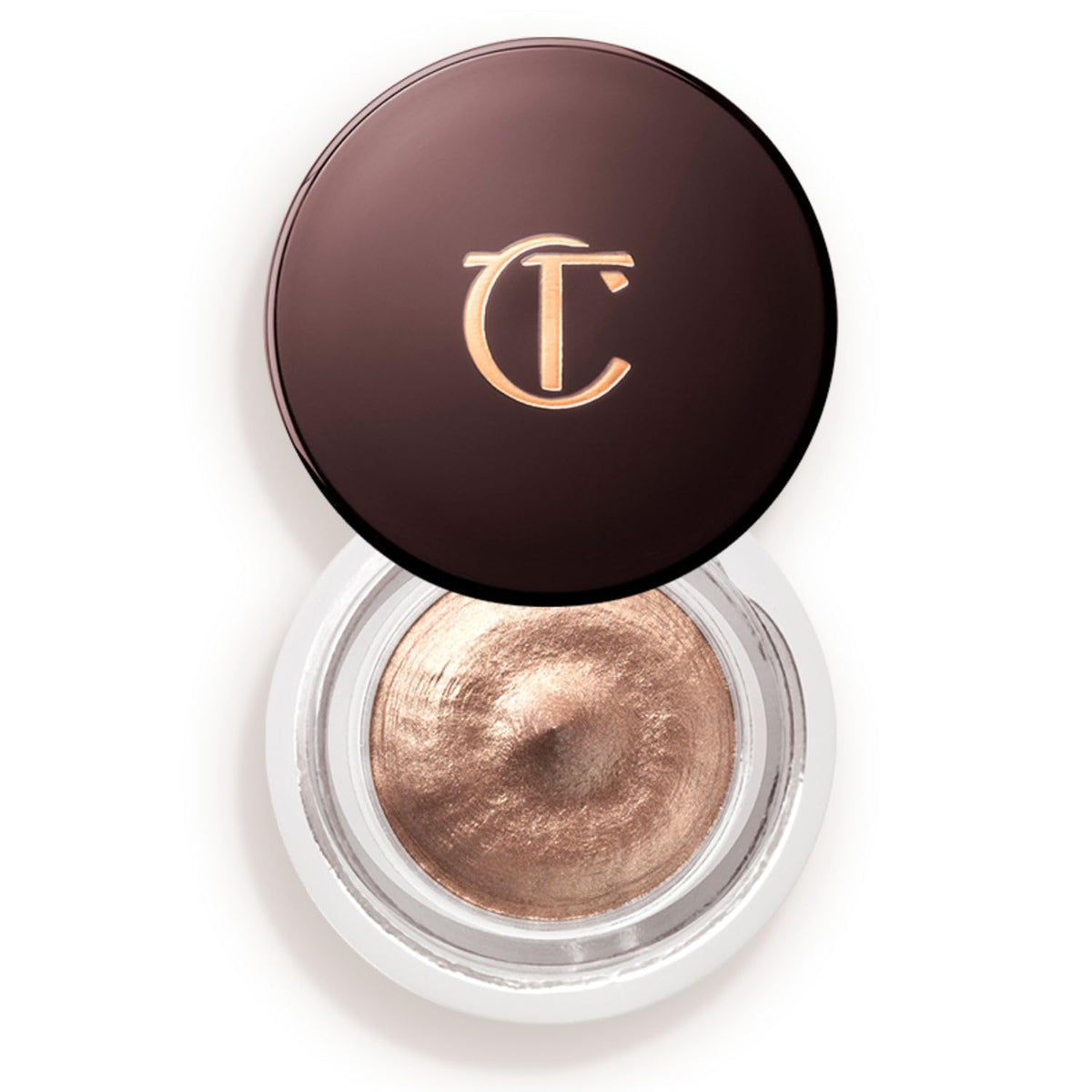 Charlotte Tilbury front pot view showing Champagne shade and easy application benefit