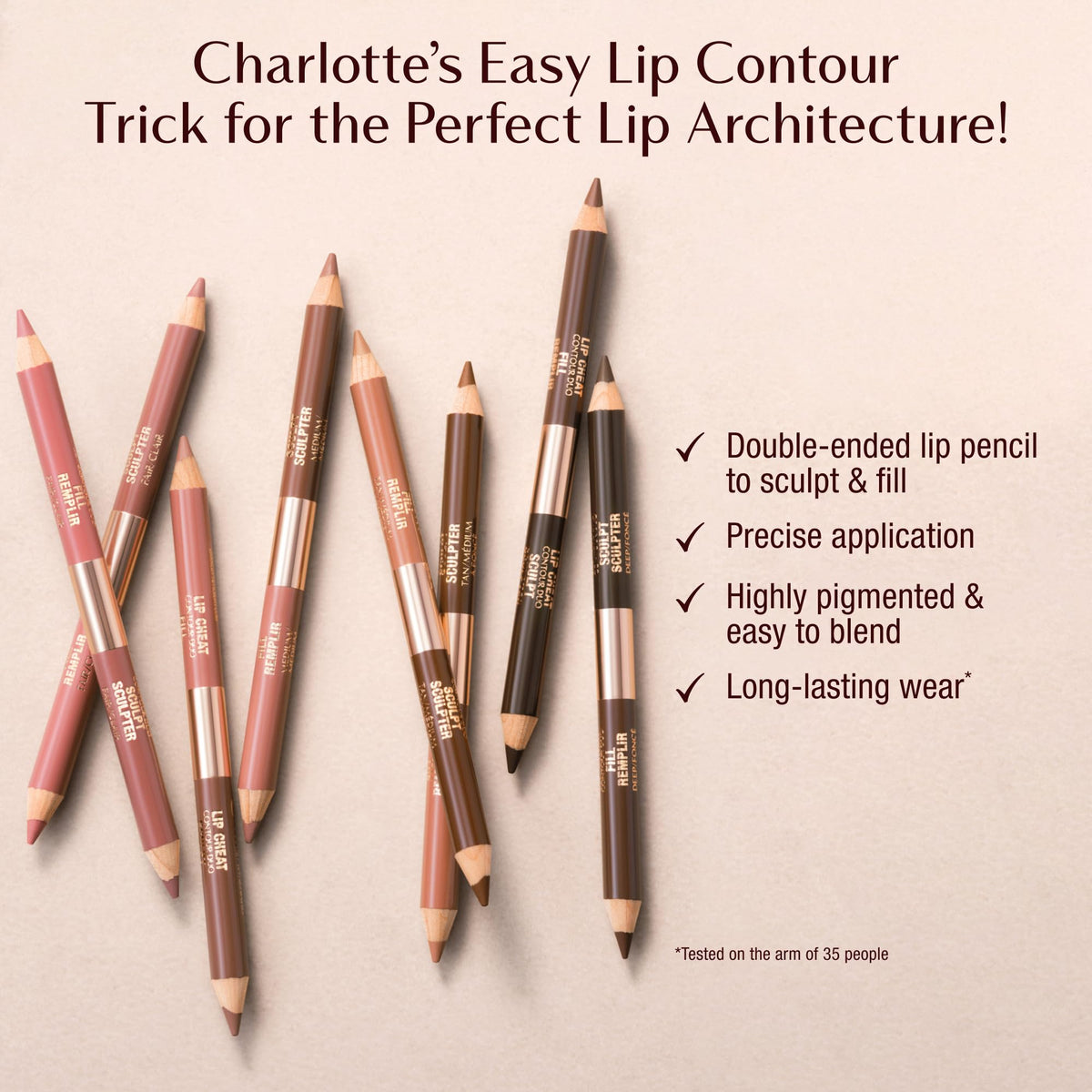 Charlotte Tilbury creamy fill shade swatch showing smooth texture and natural nude coverage