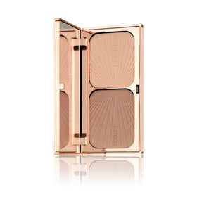 Charlotte Tilbury compact front view showing bronzer and highlighter, perfect for sculpting