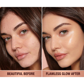 Charlotte Tilbury bottle with cap off showing dropper dispense and easy application