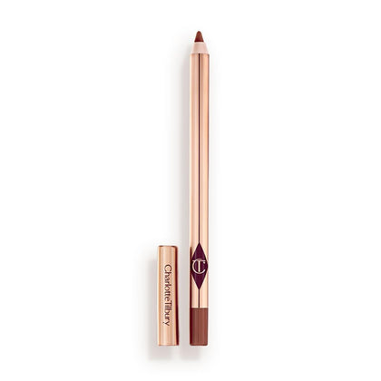 Charlotte Tilbury front pencil showing Foxy Brown shade and crisp packaging benefit