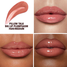 Charlotte Tilbury gloss applied on lips studio shot showing instant fuller, shiny pout